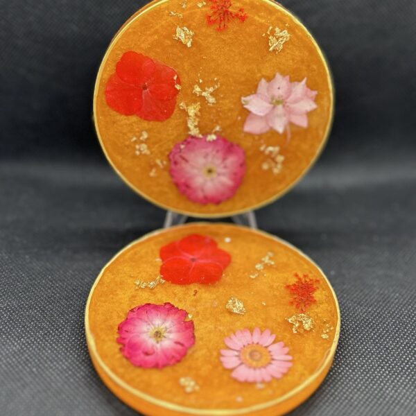 Coasters with real flowers