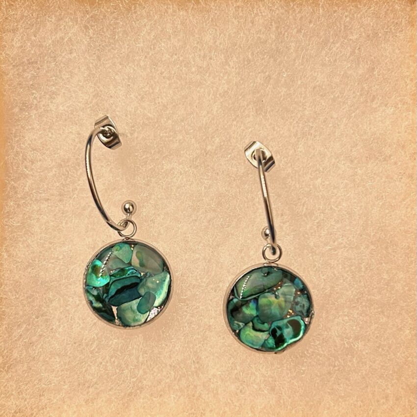 Green resin earrings
