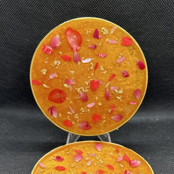 Coasters with real rose petals