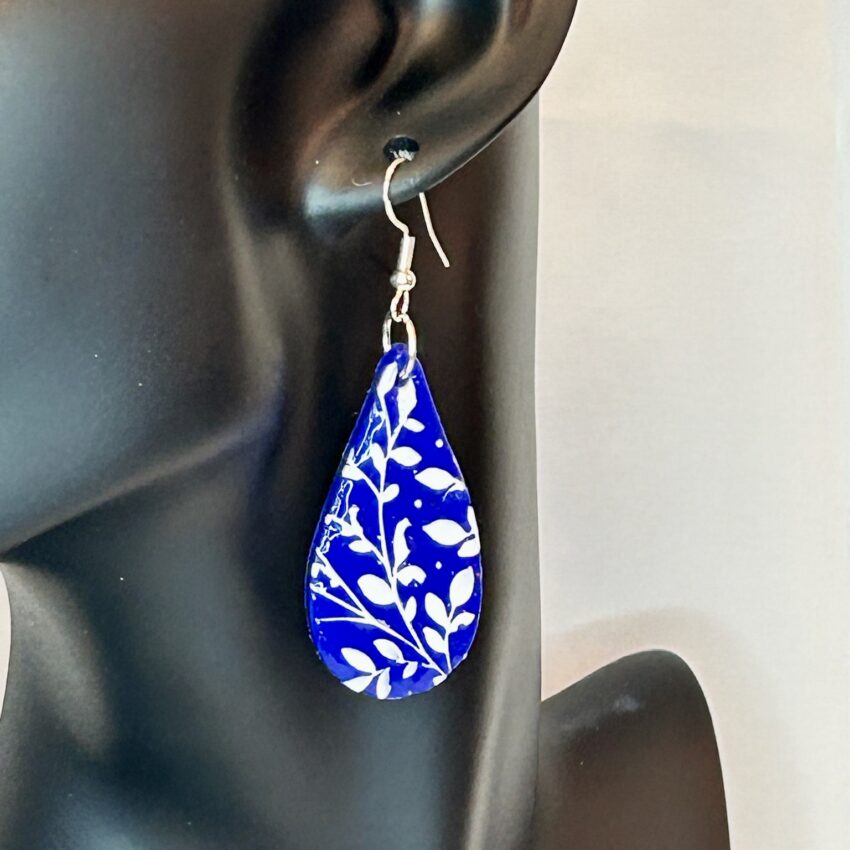 White pattern on blue base